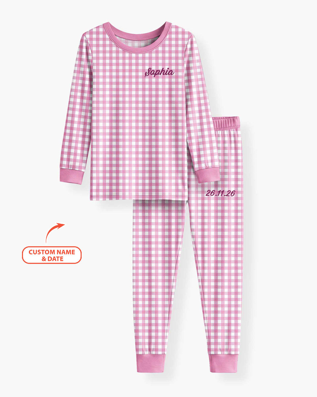 Embroidered Seersucker Bamboo Two Piece Long Sleeve Pajama Set