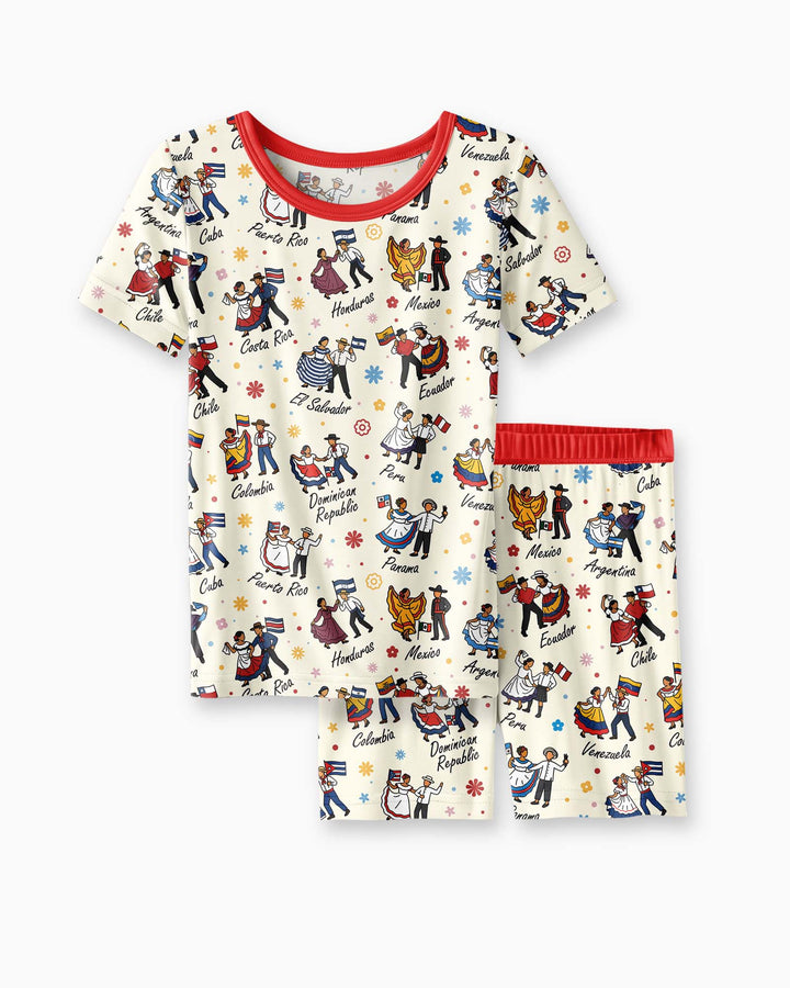 Template Zweiteiliges Pyjama-Set mit kurzen Ärmeln und Shorts