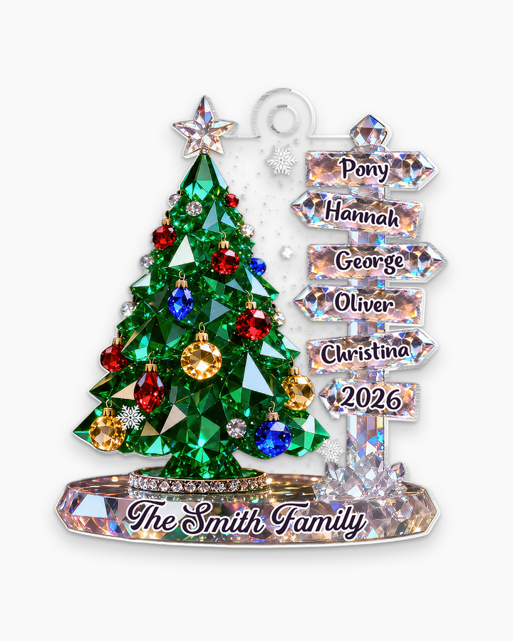 Family Signpost Custom Name 1-Side Acrylic Ornament