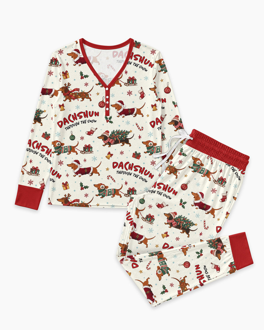 Dachshund Through The Snow Bamboo Women Pajama Set
