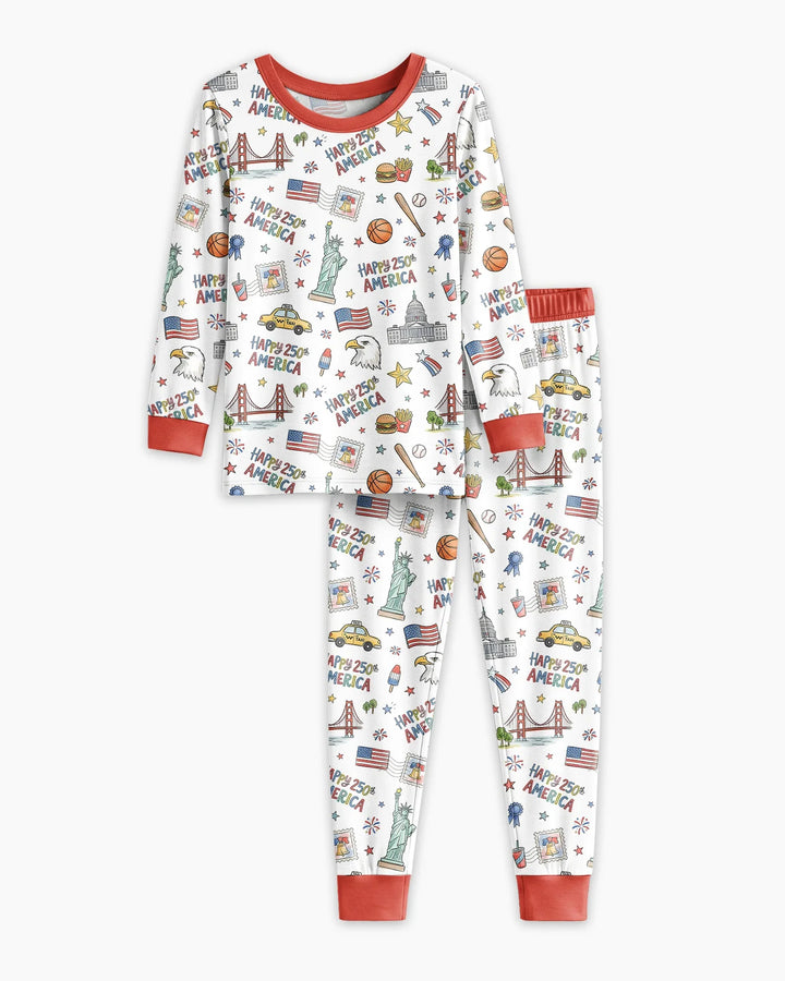 Zweiteiliges Langarm-Pyjama-Set mit Sommerfrüchten