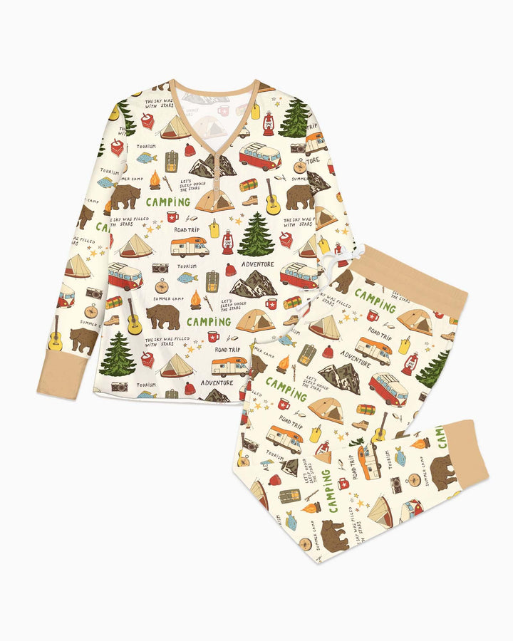 Outdoor Camping Abenteuer Familie Passender Bambus Damen Schlafanzug Set