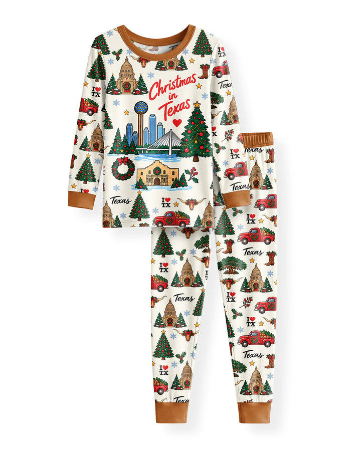 Christmas In Texas Bamboo Two Piece Long Sleeve Pajama Set