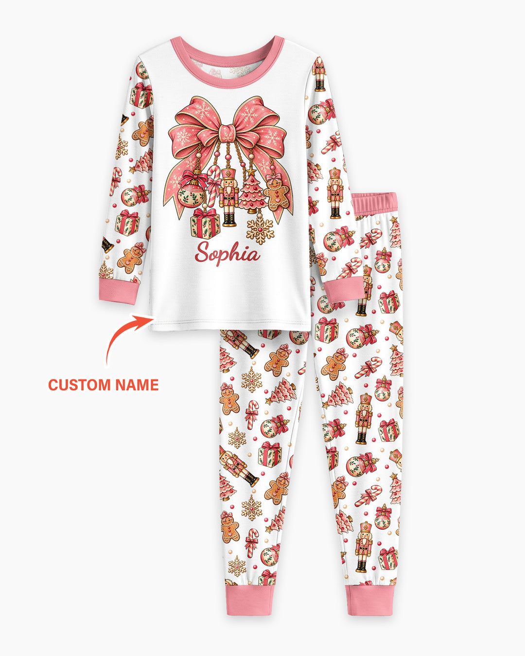 Custom Name Nutcracker The Bow Bamboo Two Piece Long Sleeve Pajama Set