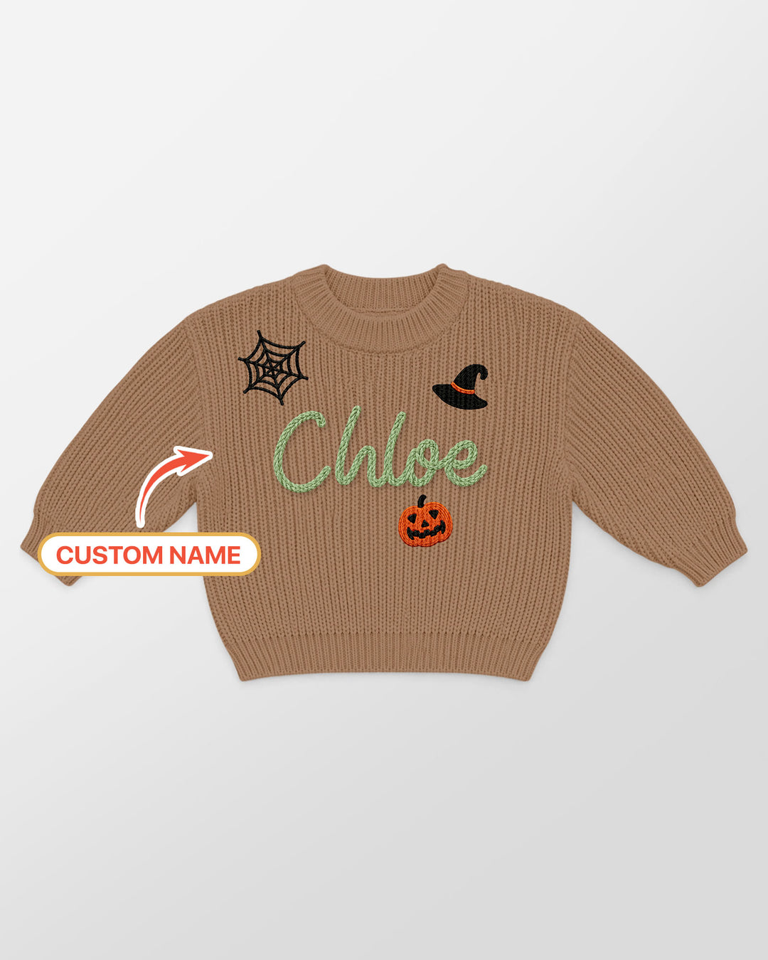 Happy Halloween Embroidered Baby Name Bamboo Knit Sweater Bubble