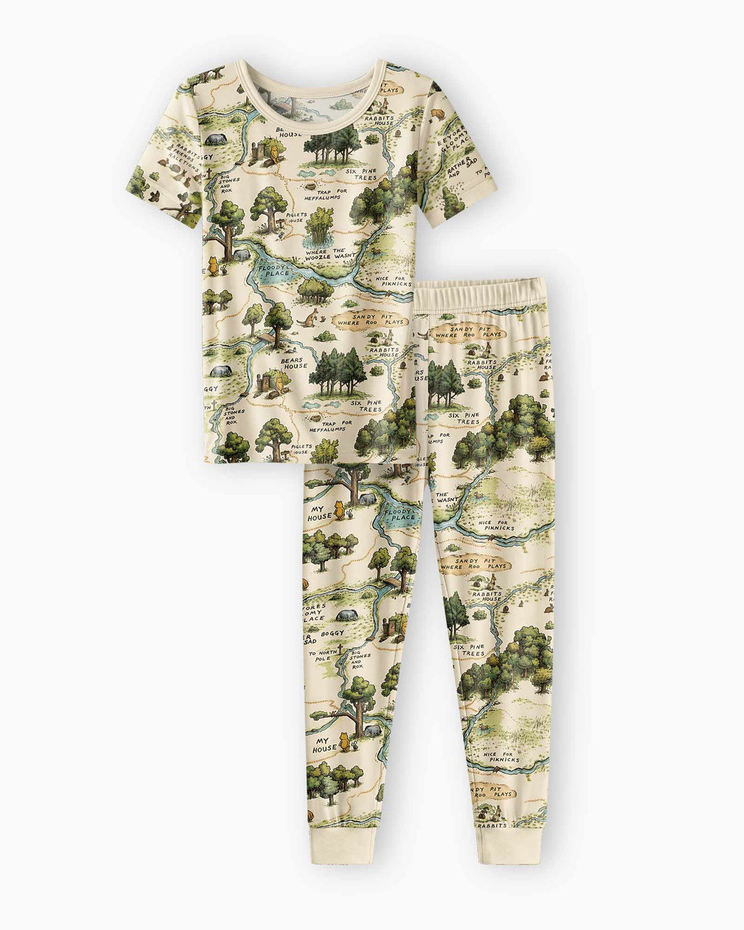 Classic Bear Maps Bamboo Two Piece Short Sleeve Pajama Set