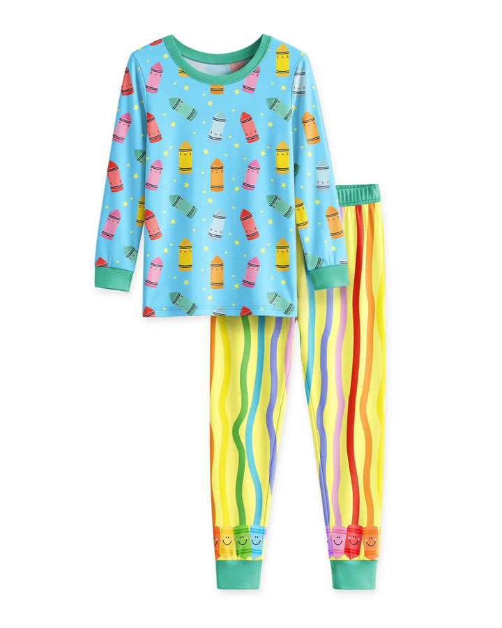 Happy Crayon Friends Bamboo Two Piece Long Sleeve Pajama Set
