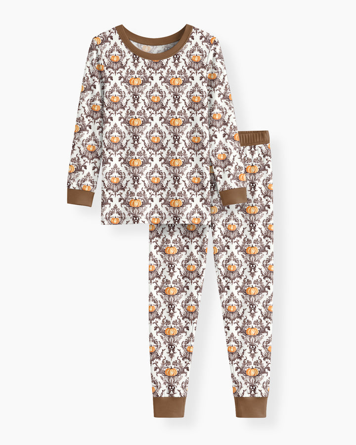 Pumpkin Toile Family Matching Bamboo Two Piece Long Sleeve Pajama Set