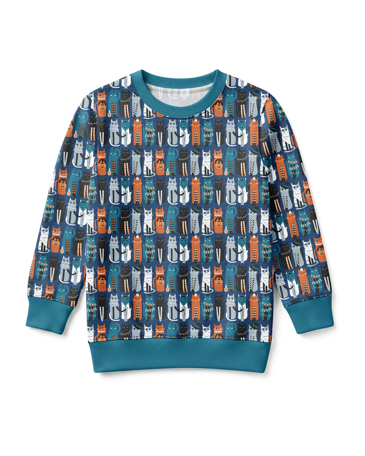 Retro Halloween Cat Bamboo Crewneck Sweatshirt
