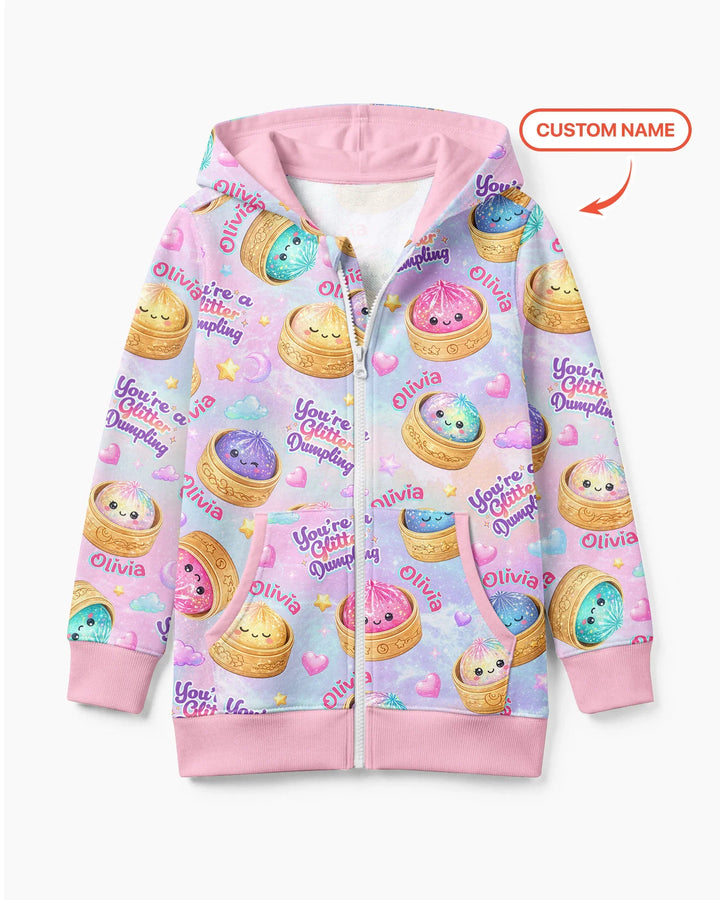 Custom Name You're A Glitter Dumpling Bamboo Zip Hoodie
