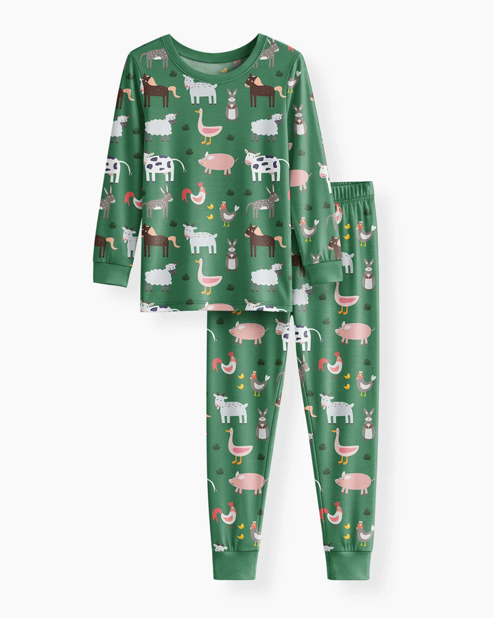 Grüne Nutztiere Bambus Zweiteiliger Pyjama