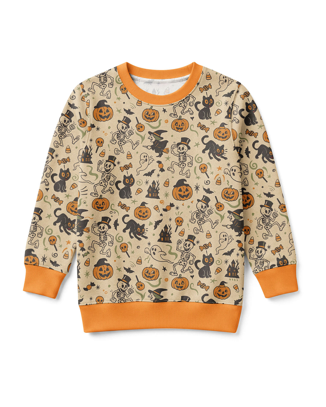 Vintage Skeleton Pumpkin Halloween Bamboo Crewneck Sweatshirt