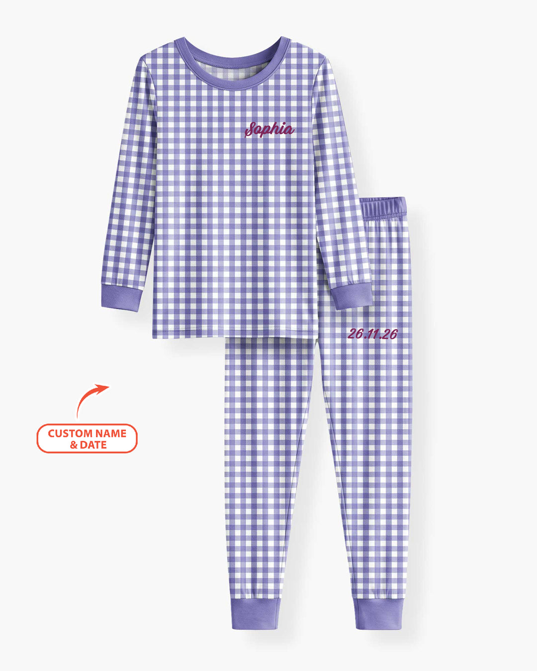 Embroidered Seersucker Bamboo Two Piece Long Sleeve Pajama Set