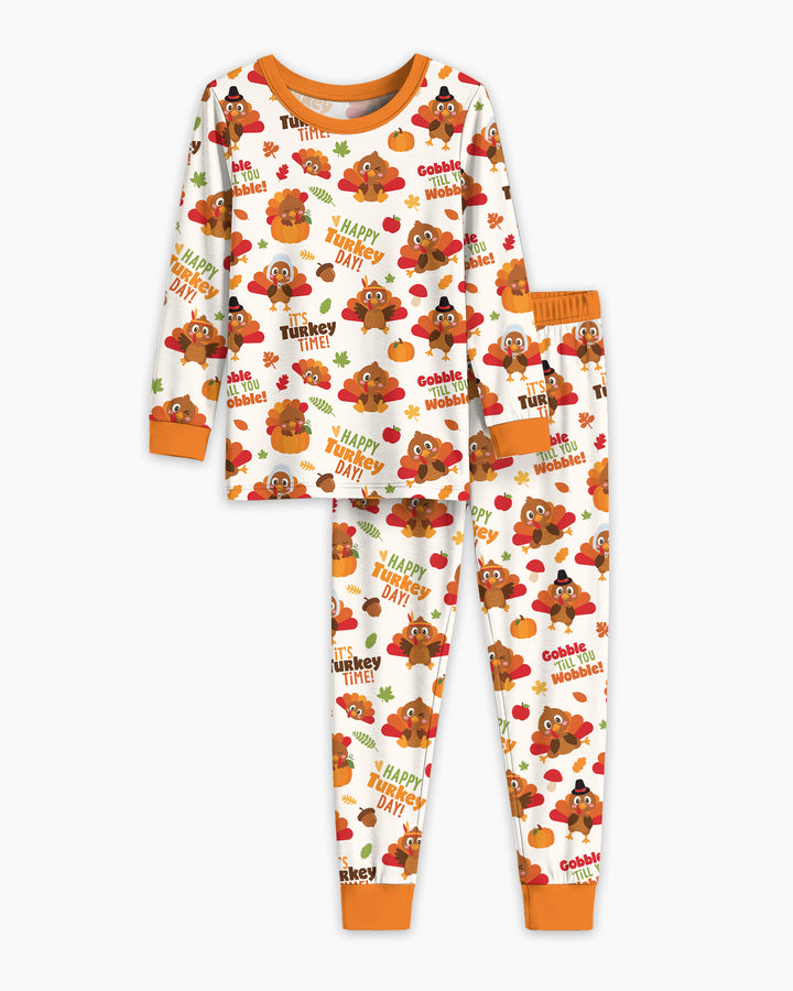 Happy Turkey Day Bamboo Two Piece Long Sleeve Pajama Set
