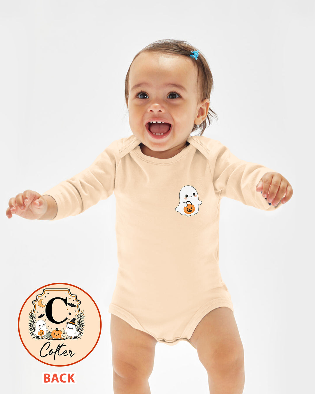 Custom Monogram Ghost Pumpkin Bamboo Bodysuit