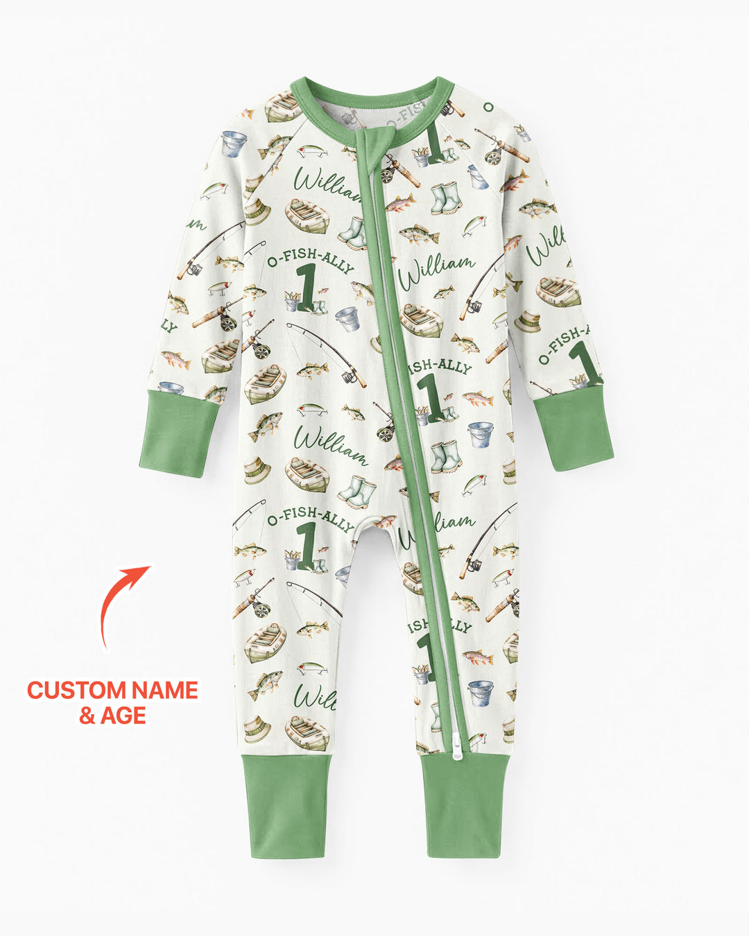 Personalized Fishing Birthday  Bamboo Convertible Zippy