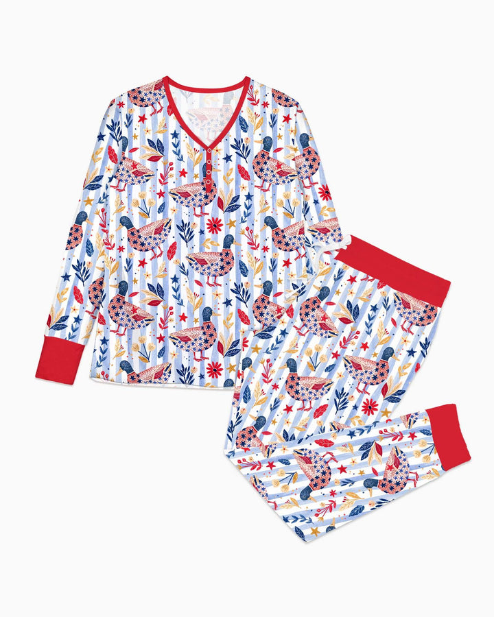 Patriotic Mallard Duck Bamboo Women Pajama Set