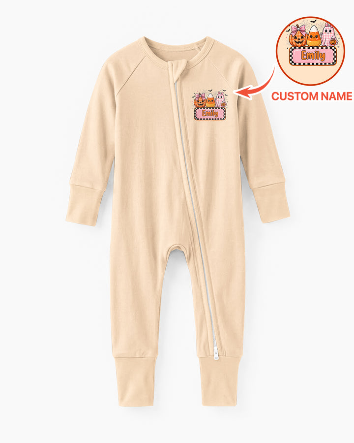 Personalized Spooky Baby Pink Halloween Bamboo Convertible Zippy