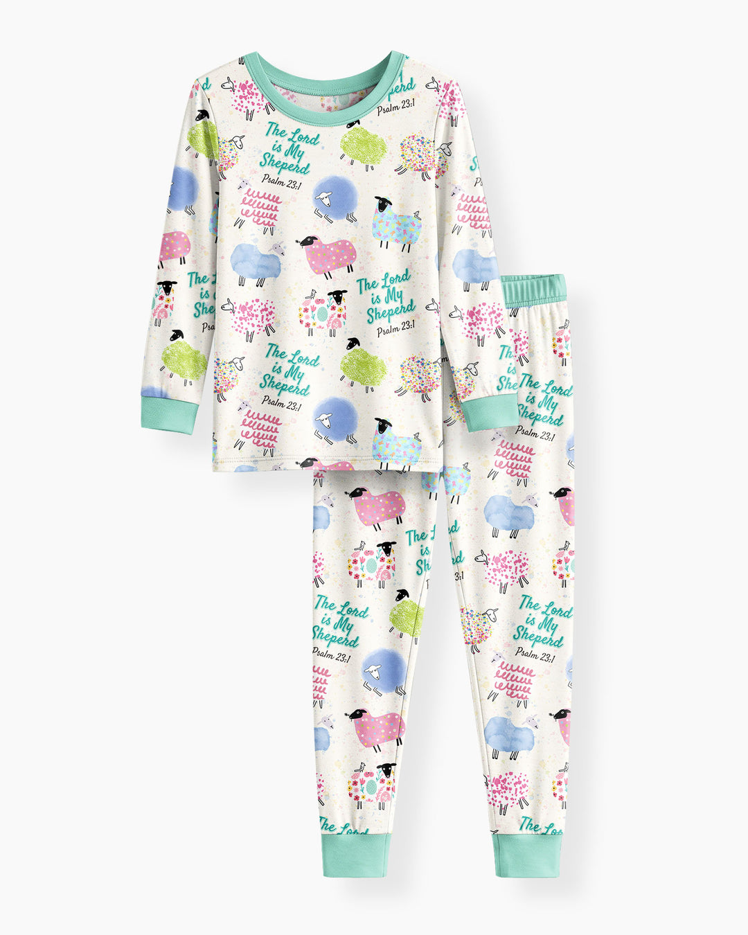 The Lord Is My Shepherd Psalm 23 Bamboo Two Piece Long Sleeve Pajama Set