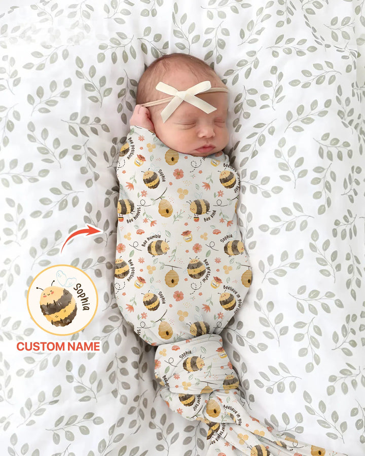 Bee Kind Custom Name swaddle blanket
