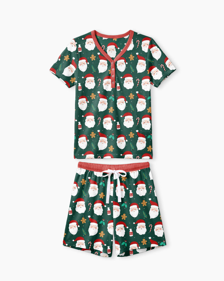 Christmas Sweet Santa Bamboo Women Short Sleeve Short Pajama Set
