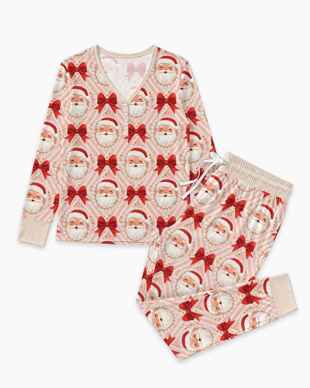Preppy Coquette Santa Mommy And Me Matching Bamboo Women Pajama Set