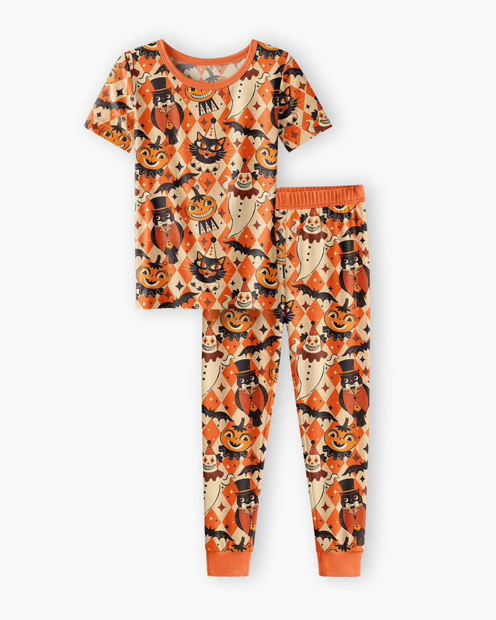 Vintage Halloween Carnival Bamboo Two Piece Short Sleeve Pajama Set