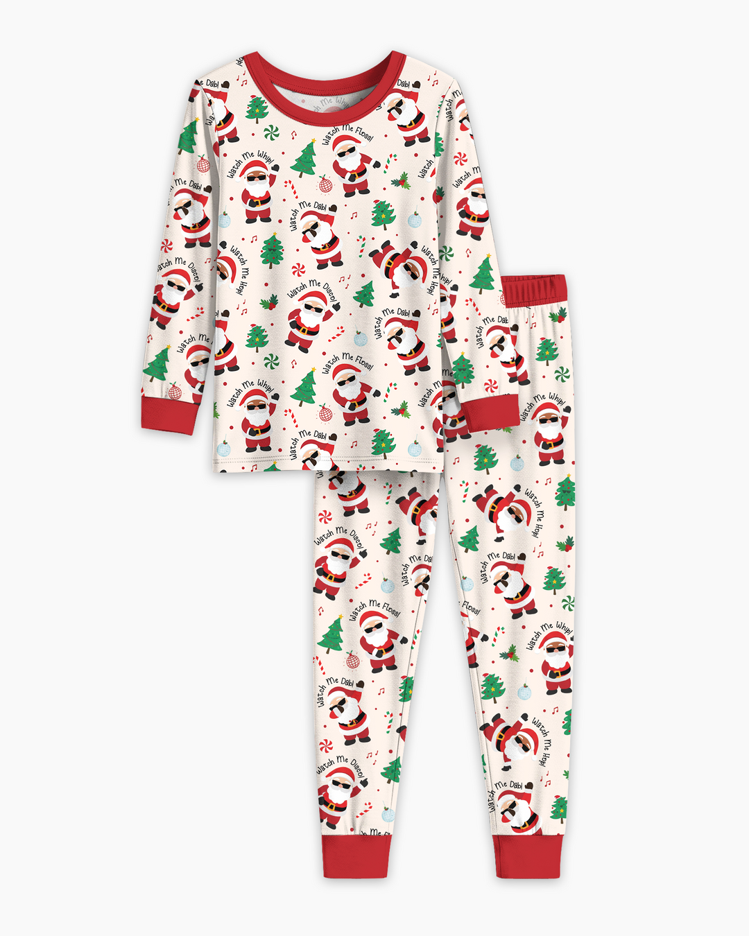 Santa's Christmas Dance Party Bamboo Two Piece Long Sleeve Pajama Set