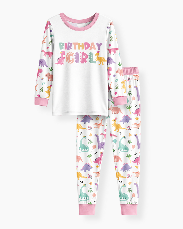 Personalized Dinosaur Birthday Bamboo Two Piece Long Sleeve Pajama Set