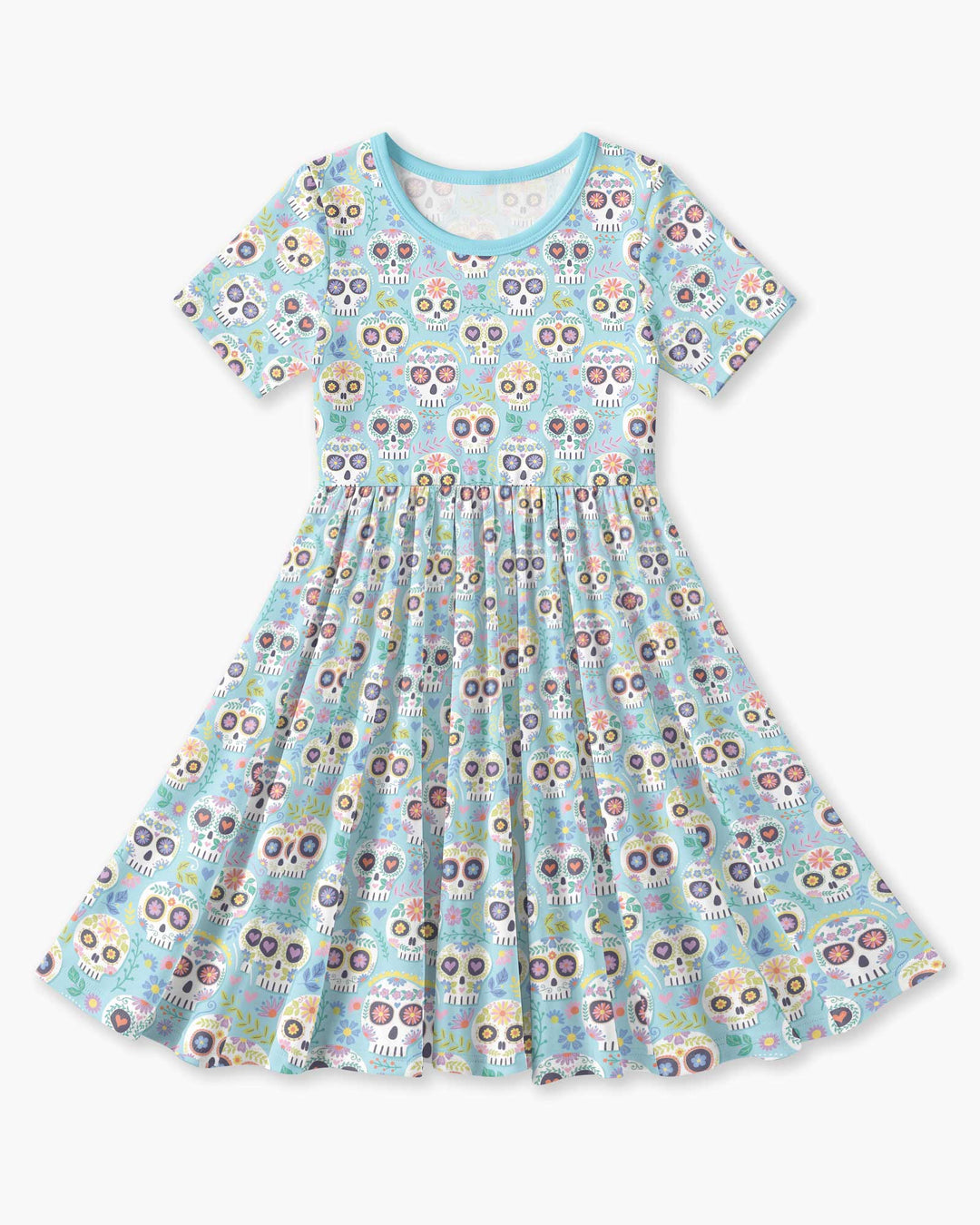 Floral Skull  Bamboo Twirl Dress