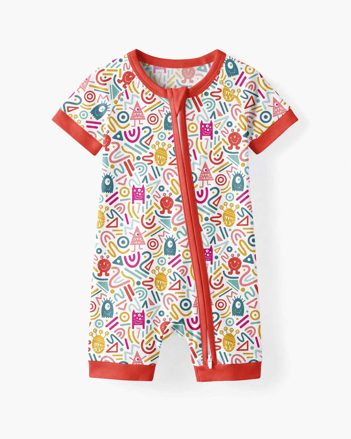 Rainbow Monster Party Bamboo Shorty Zippy