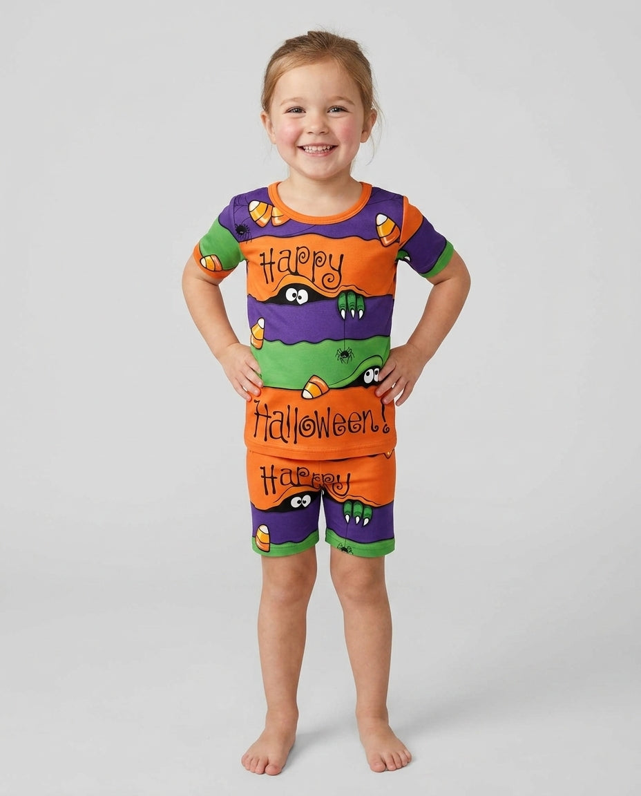 Happy Halloween Bamboo Two Piece Short Sleeve Shorts Pajama Set
