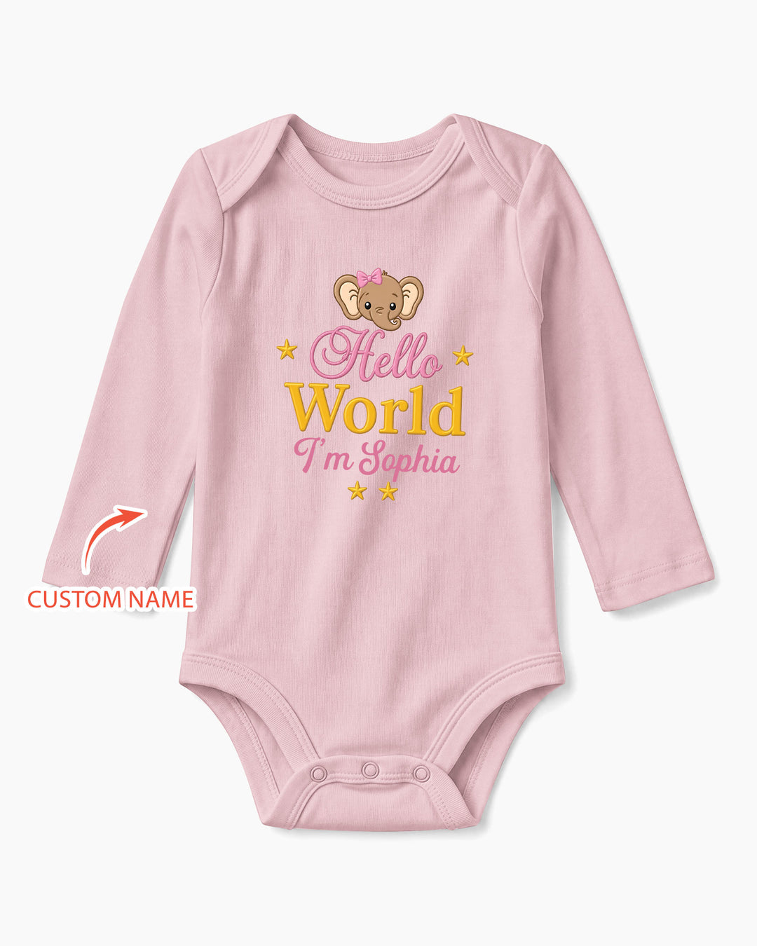 Hello World Elephant, Personalized Custom Baby Onesie, Gift For Babies