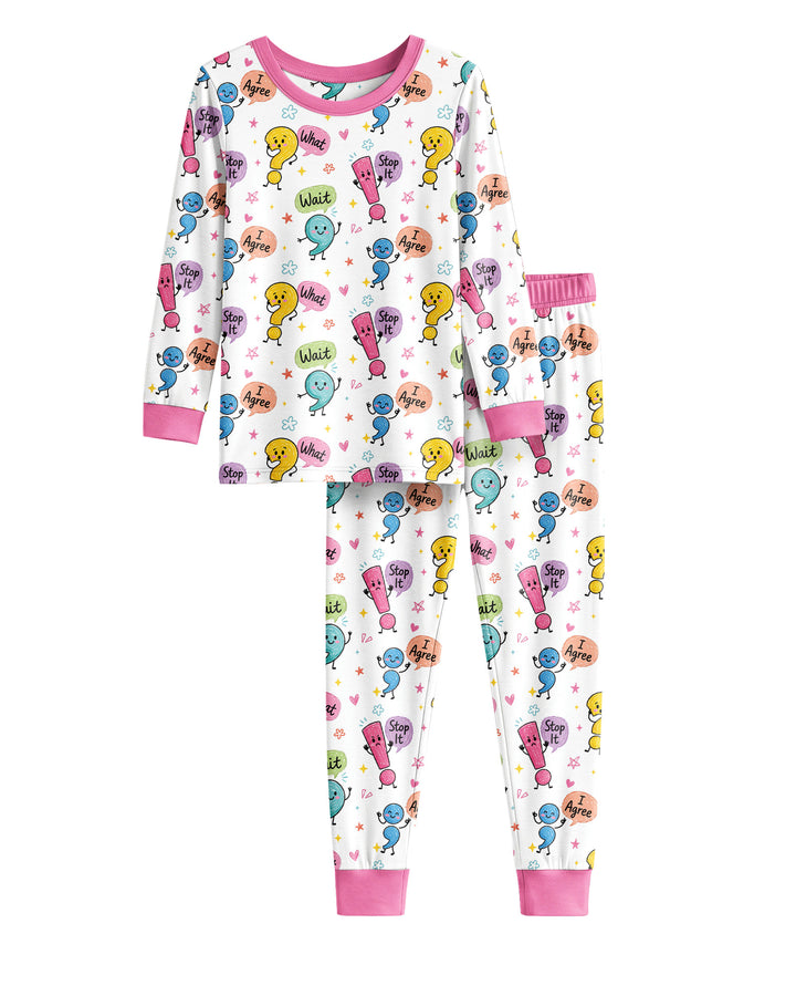 Punctuation Emotion Two Piece Long Sleeve Pajama Set