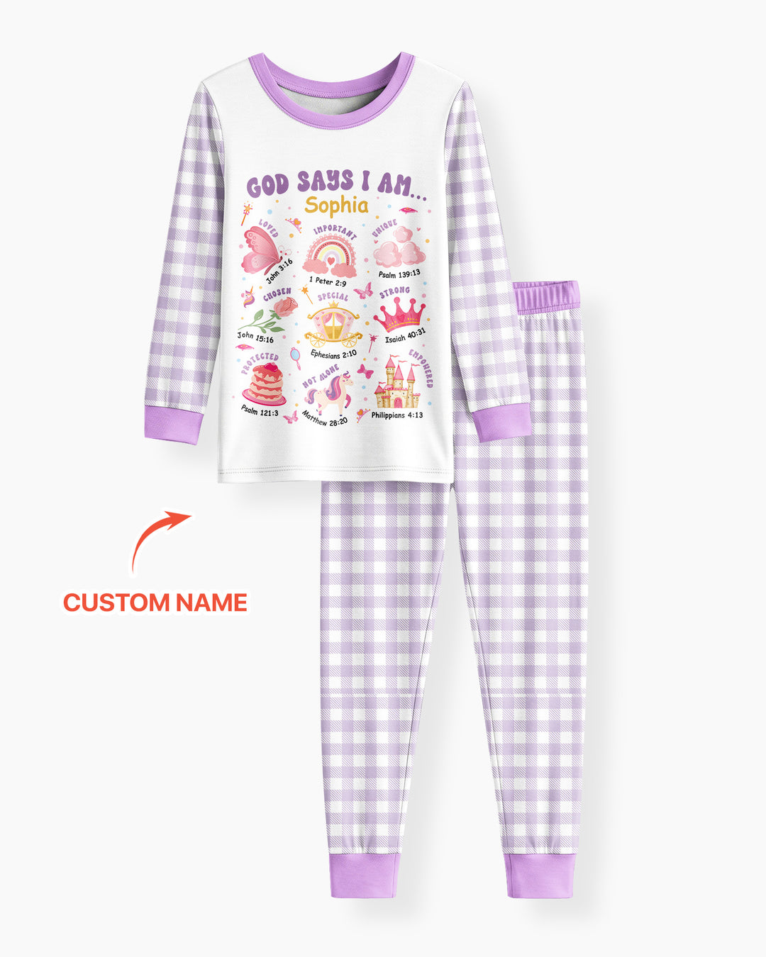 Personalized God Says I Am Girl Bamboo Two Piece Long Sleeve Pajama Set