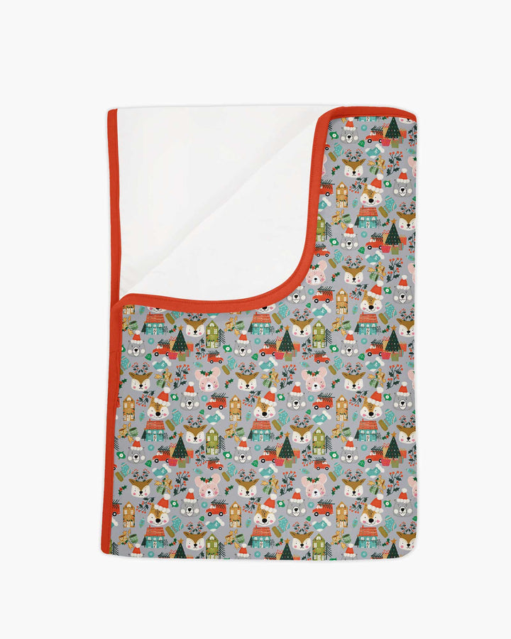 Christmas Woodland Deer Fox Bear Bamboo Blanket