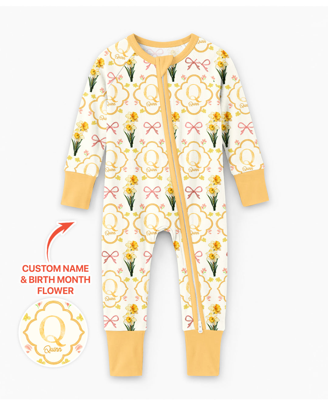 Personalized Birth Flower Mommy And Me Matching Bamboo Convertible Zippy