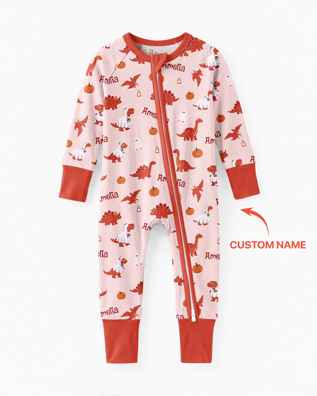 Custom Name Spooky Dinosaur Halloween - Personalized Bamboo Convertible Zippy