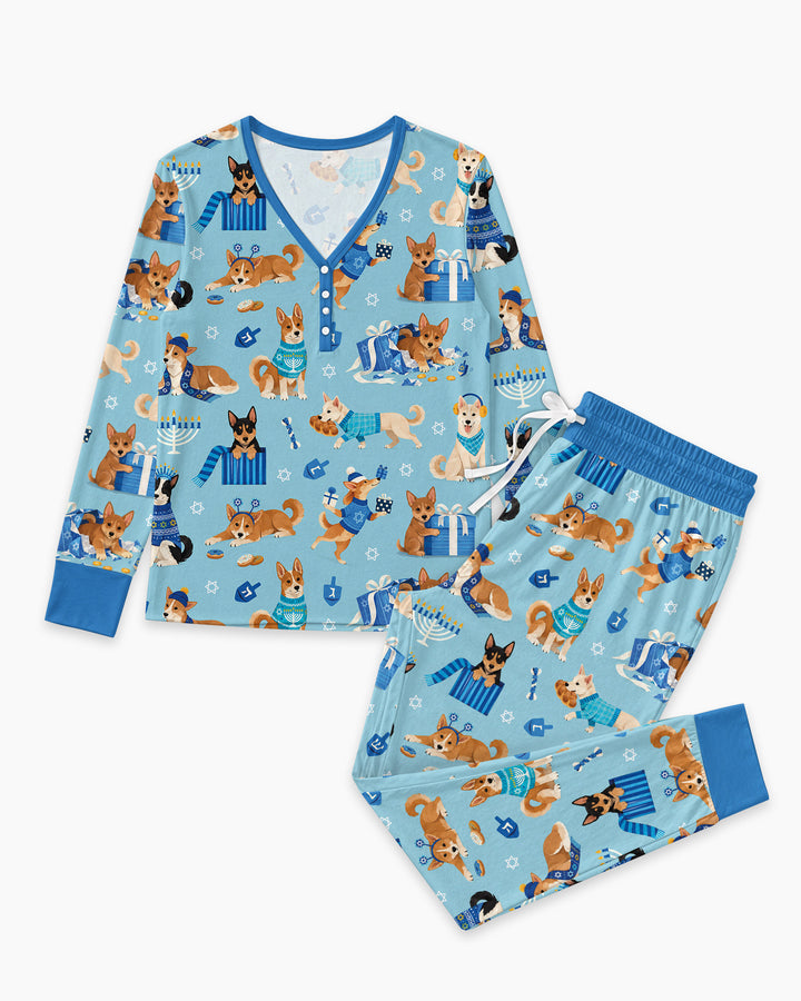 Hannukkah Protected by A Canaan Dog Bamboo Women Pajama Set