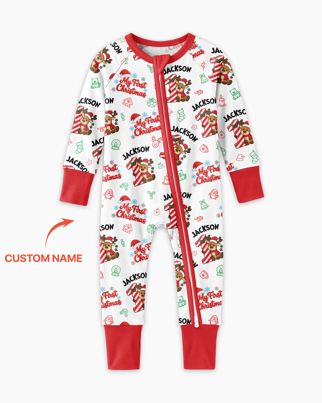 Custom Name My First Candy Cane Christmas Bamboo Convertible Zippy