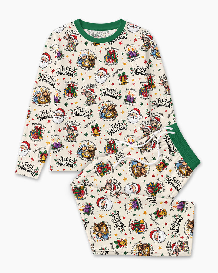 Whimsical Feliz Navidad Christmas Bamboo Men's Pajama Set
