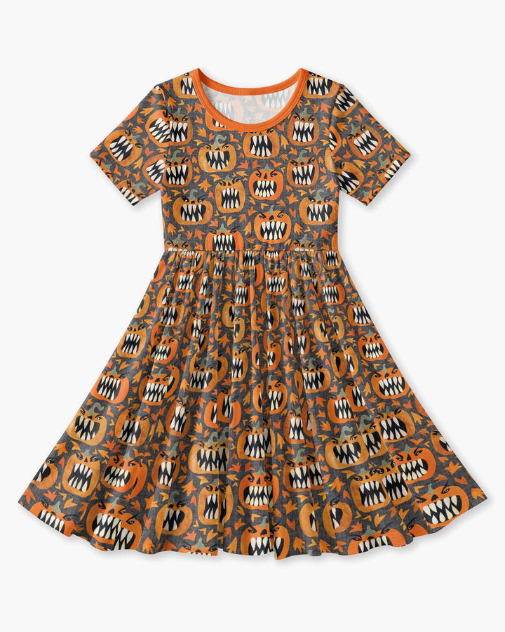 Pumpkin Monsters Bamboo Twirl Dress