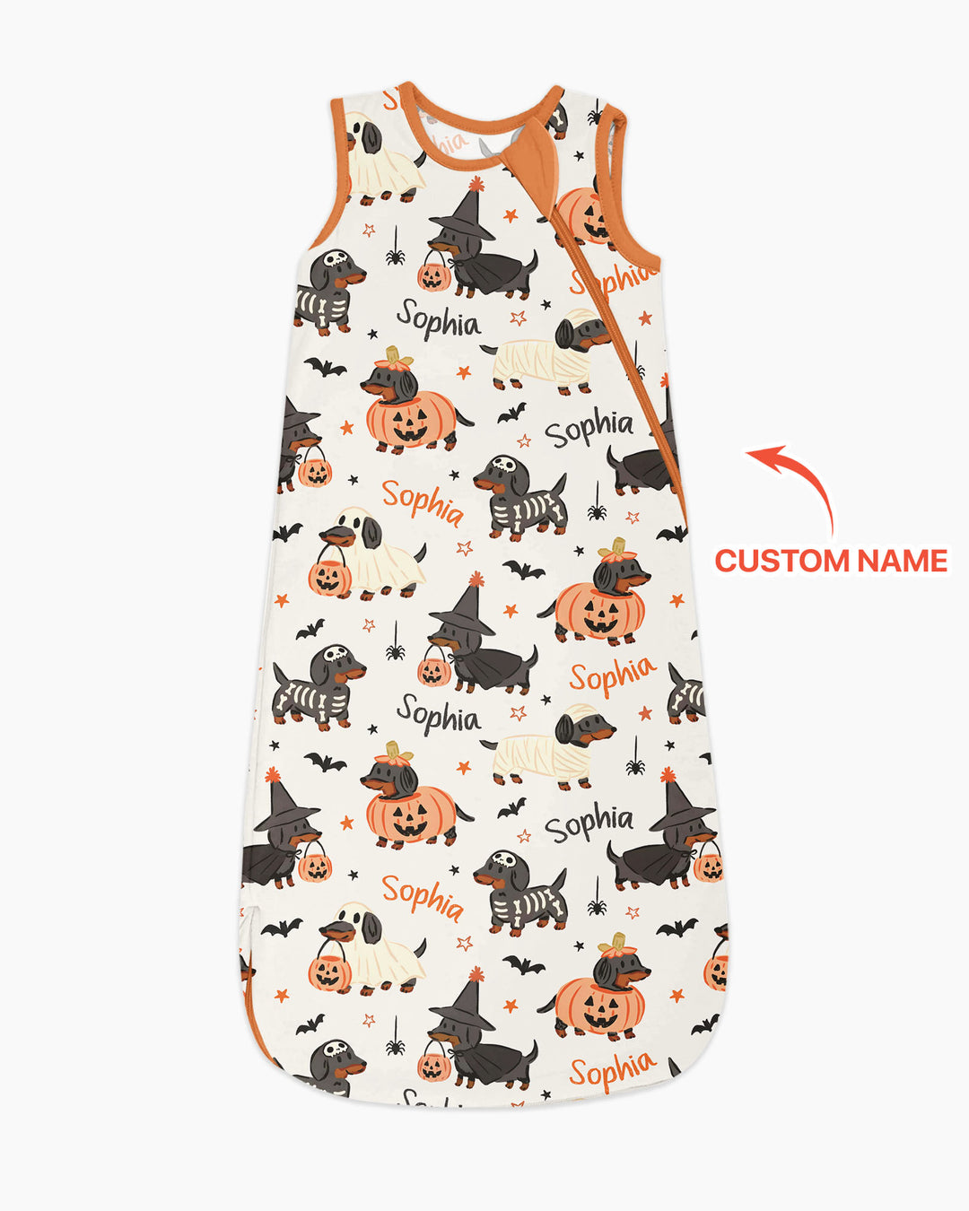 Orange and Black Dachshund Bamboo Sleep Bag
