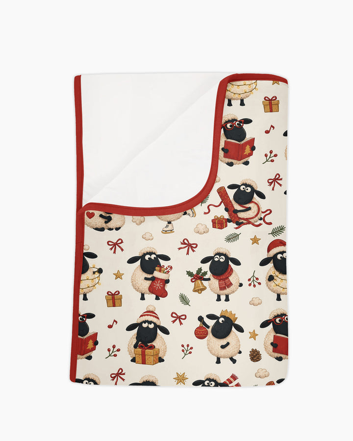 Festive Holiday Sheep Bamboo Blanket