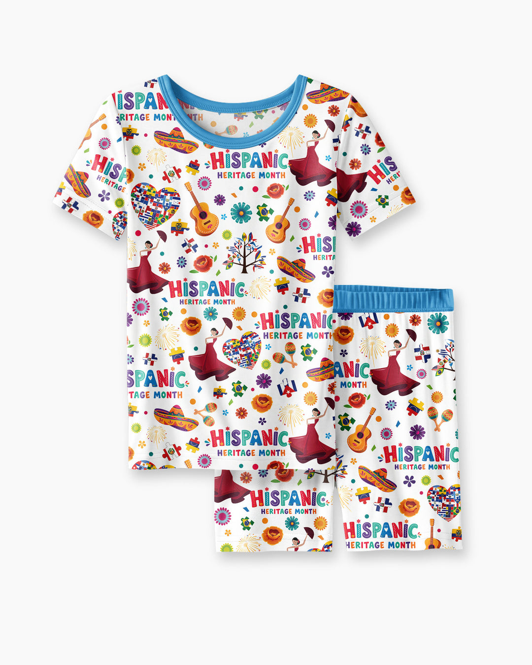 Template Zweiteiliges Pyjama-Set mit kurzen Ärmeln und Shorts