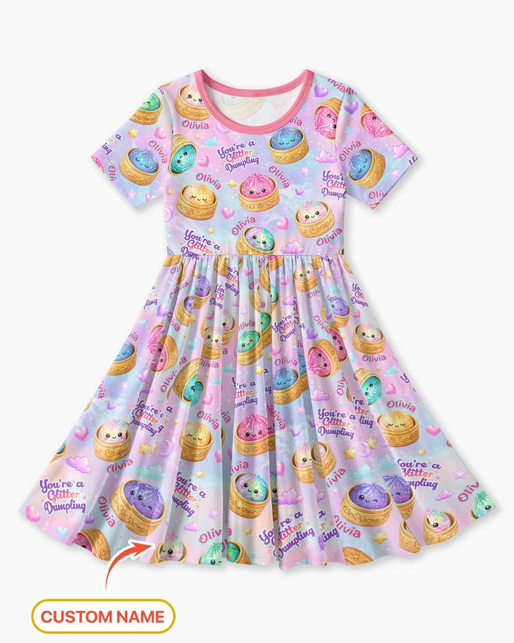 Custom Name You're A Glitter Dumpling  Bamboo Twirl Dress