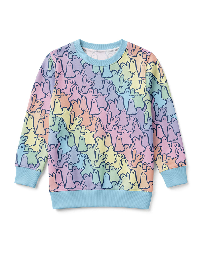 Pastel Rainbow Ghost Halloween Bamboo Crewneck Sweatshirt