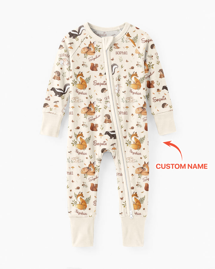 Custom Name Woodland Friends Bamboo Convertible Zippy