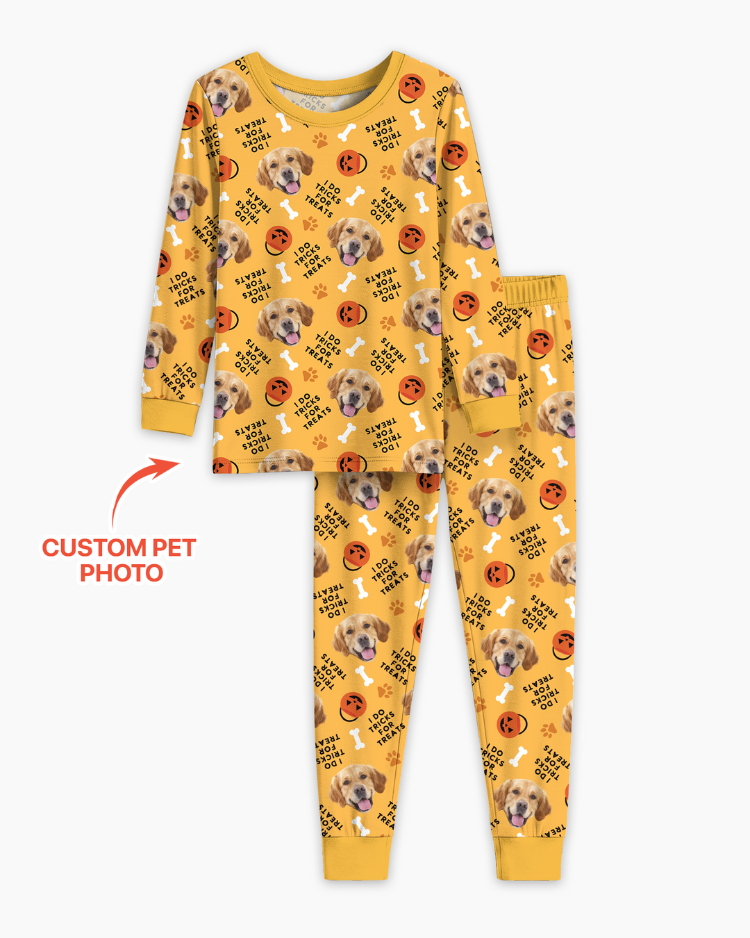 Custom Pet Photo Tricks for Treats  Bamboo Two Piece Long Sleeve Pajama Set