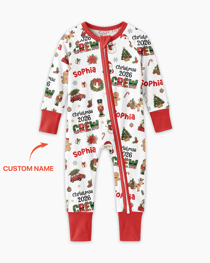 Custom Name Christmas 2026 Crew Bamboo Convertible Zippy